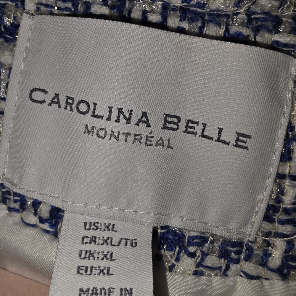 Carolina Belle Blue and White Tweed Fringed Blazer - Picture 4 of 7